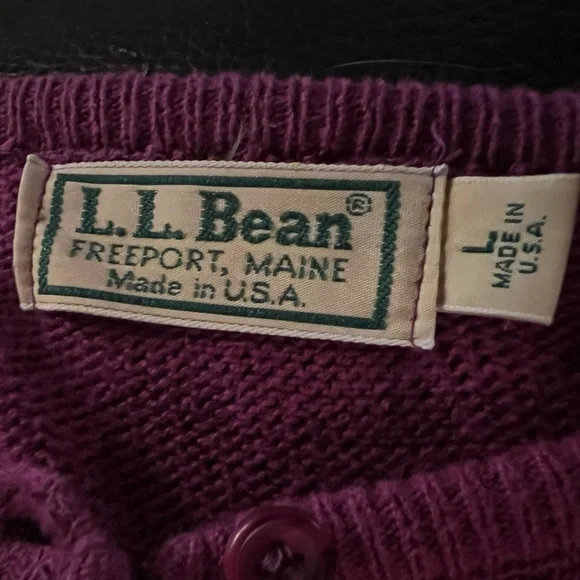 VTG LL Bean Women’s Large Purple Cardigan Sweater Vest Button USA Made 70’s 80’s - Picture 6 of 6